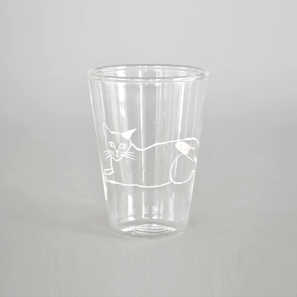 [現貨] 松尾ミユキ 白色透明貓咪耐熱玻璃杯  200ml SAM0006