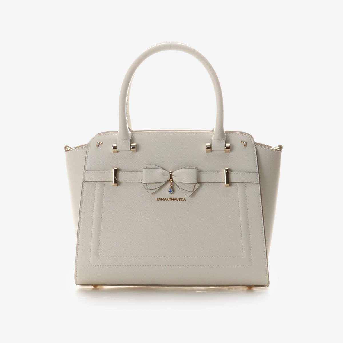 [Pre-order] SAMANTHAVEGA 2ways Bow Teardrop Rhinestone Shoulder Bag, L Size (2 Colors Available) SSG0050